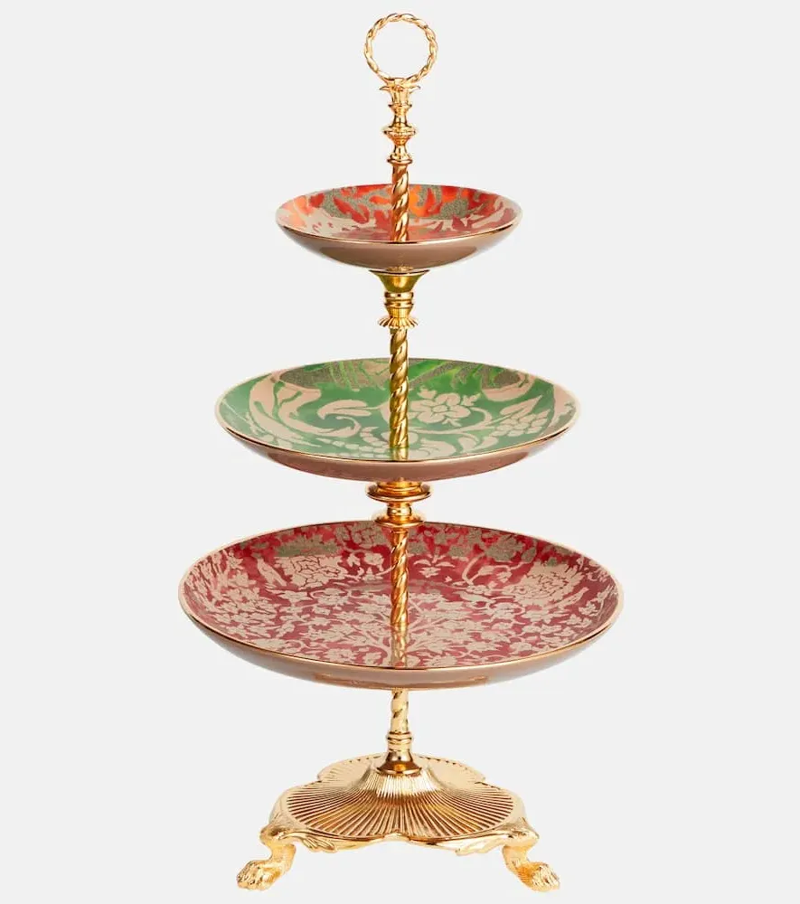 Fortuny Serving Stand - Gold-Plated, Porcelain