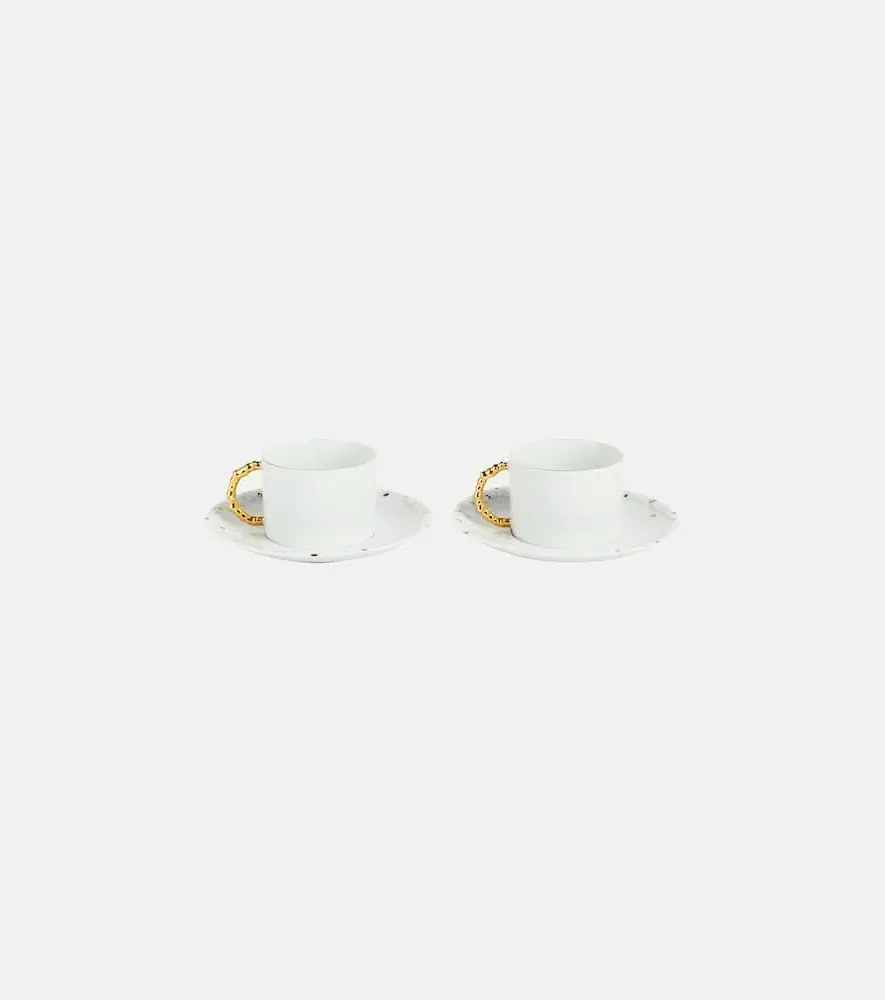 Haas Mojave Set of 2 Teacups and Saucers - White