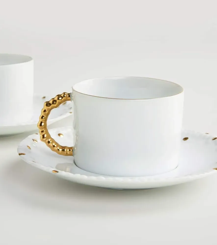 Haas Mojave Set of 2 Teacups and Saucers - White
