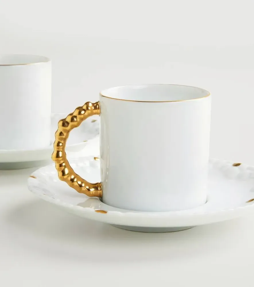 Haas Mojave Set of 6 Espresso Cups and Saucers - White