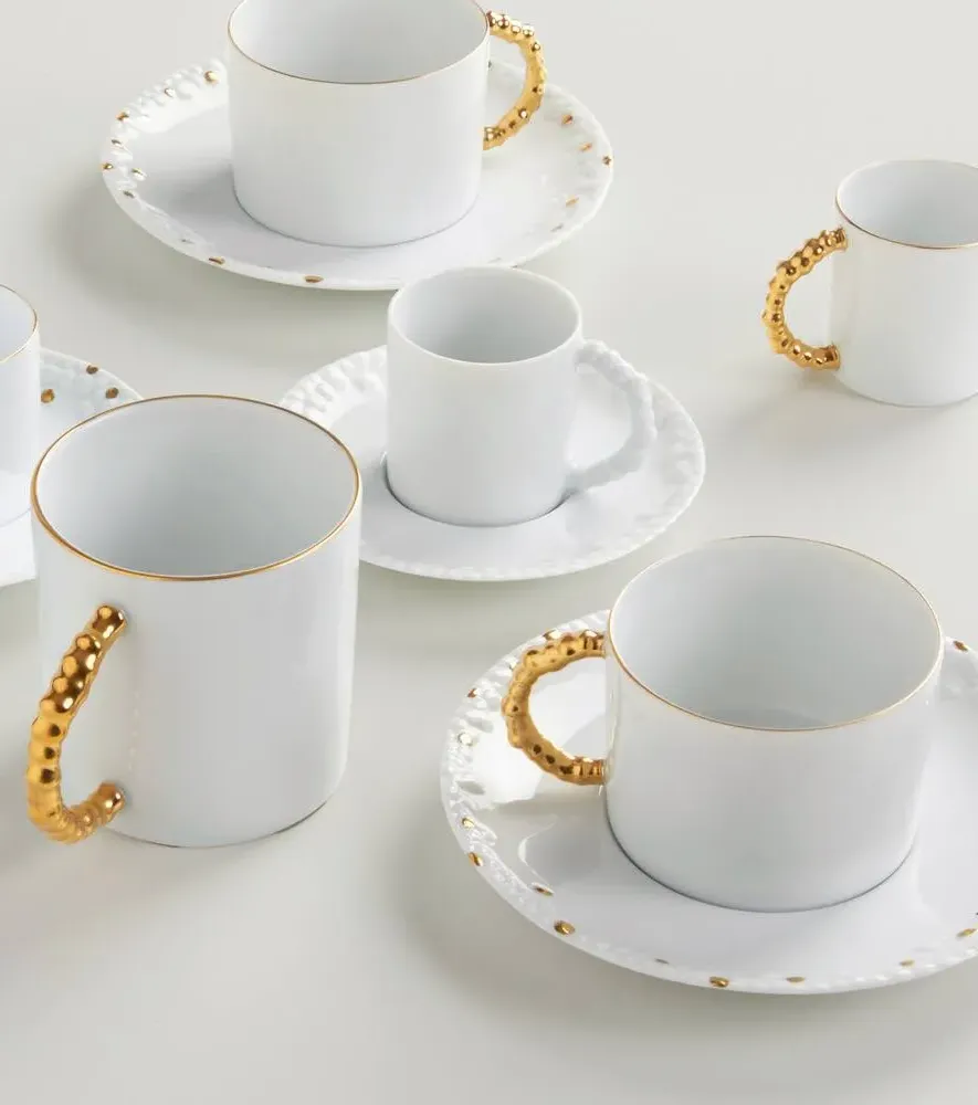 Haas Mojave Set of 6 Espresso Cups and Saucers - White