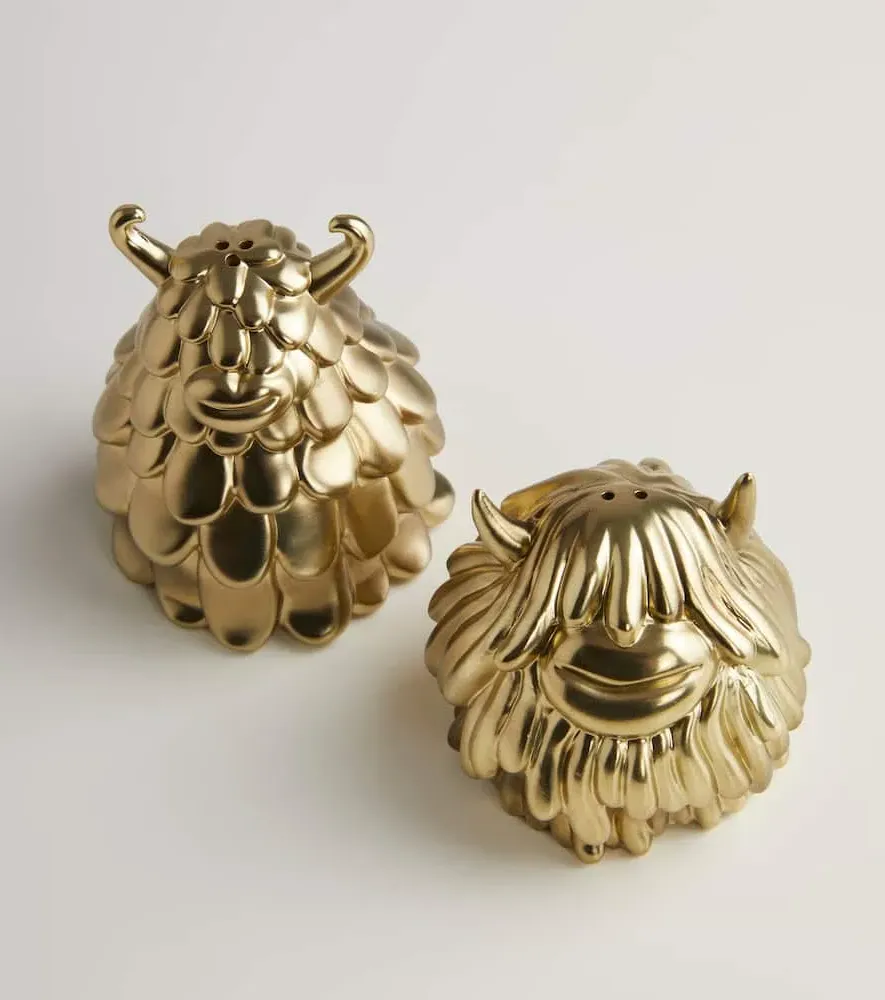 Haas Niki + Simon Salt and Pepper Shakers - Gold, Brass