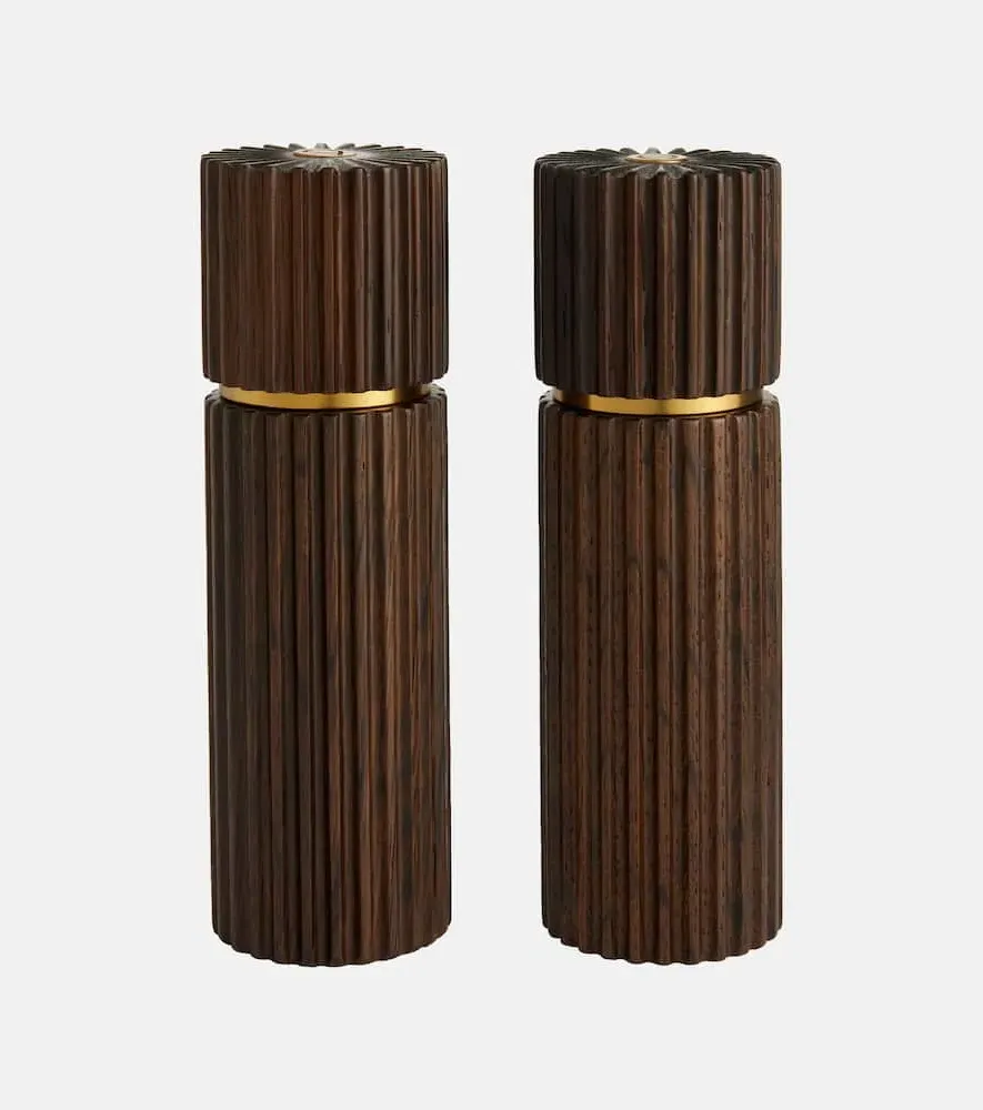 Ionic Oak Salt and Pepper Grinders - Brown, Oak Wood