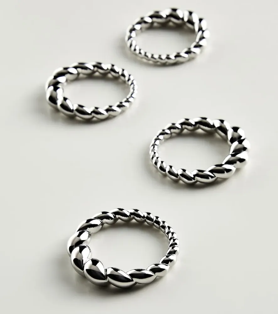 Jessica McCormack Set of 4 Knotted Metal Napkin Rings - Platinum by Mytheresa, image 3