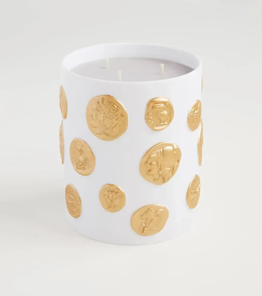 Medaille Large Scented Candle - White, Gold