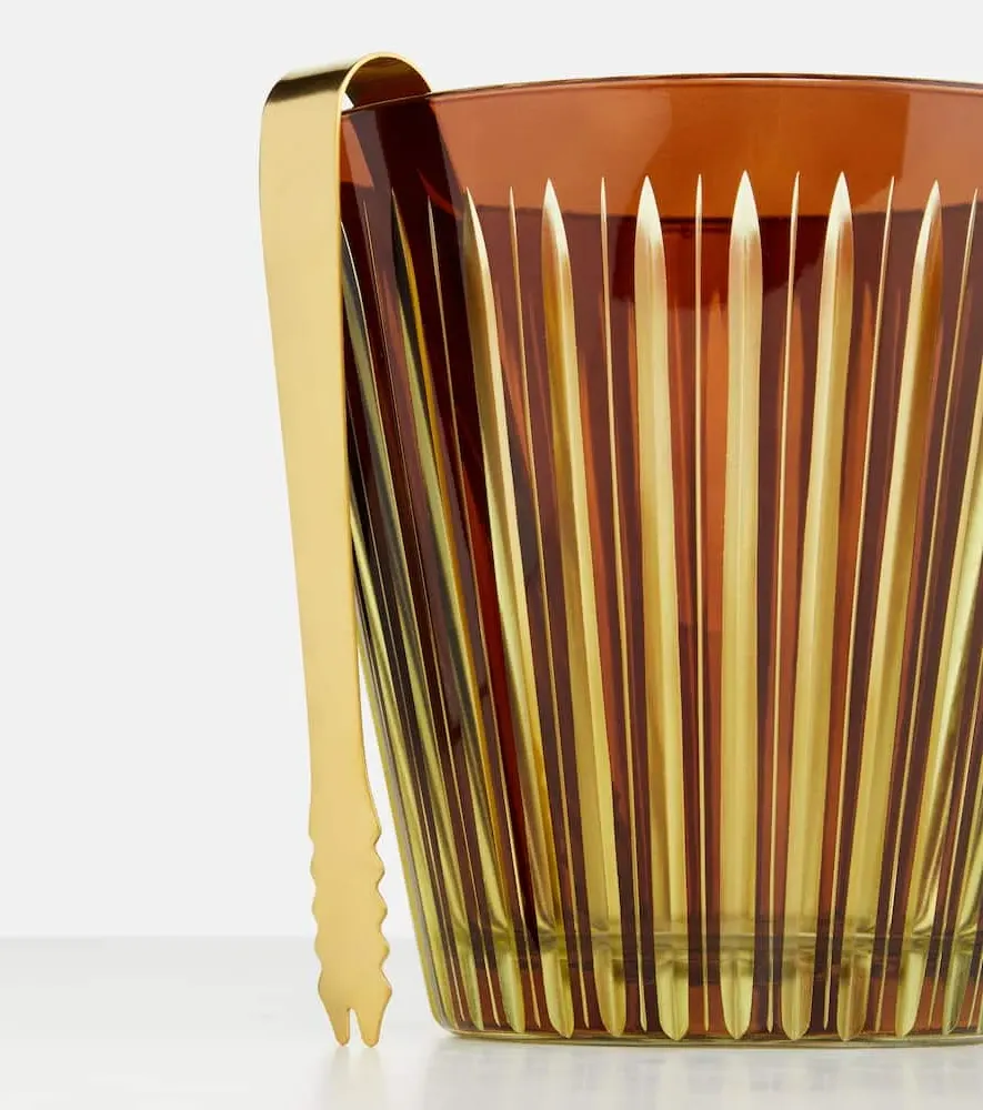 Prism Ice Bucket and Tongs Set - Orange, Glass