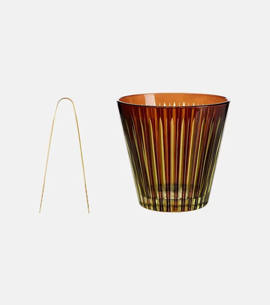 Prism Ice Bucket and Tongs Set - Orange, Glass