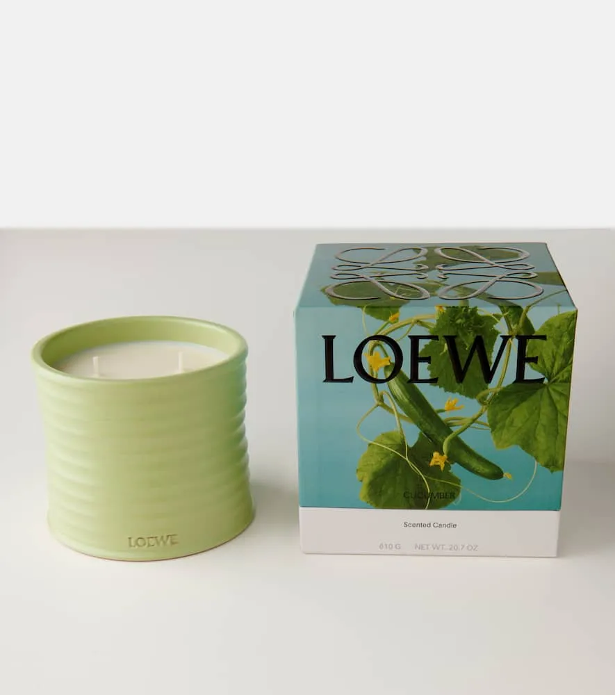Cucumber Medium Scented Candle - Green, Wax image