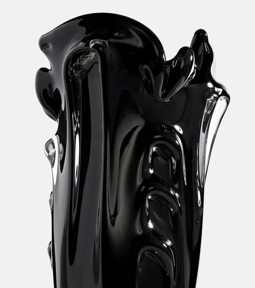 Vintage Drape Glass Vase - Black