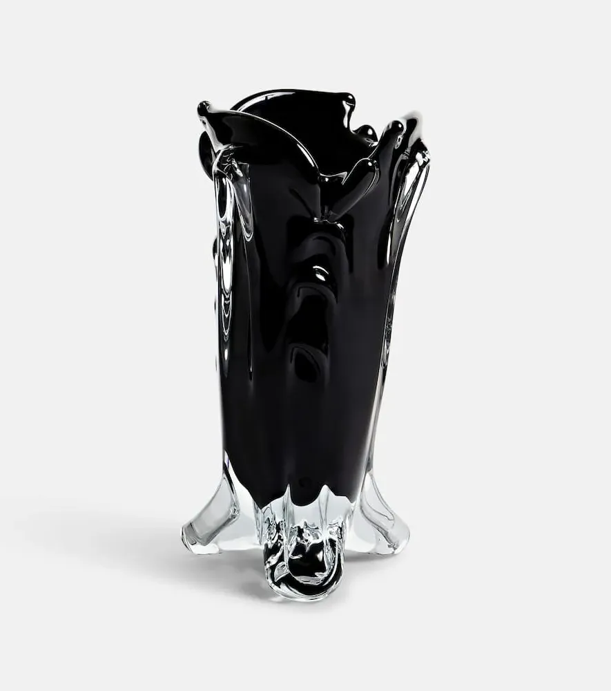 Vintage Drape Glass Vase - Black
