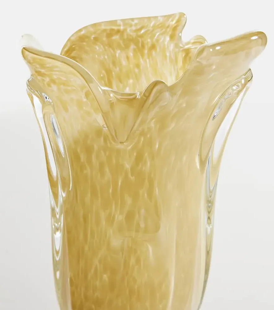 Vintage Drape Glass Vase - Butter Yellow