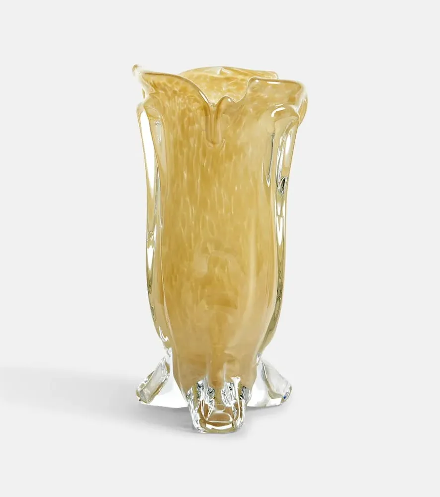 Vintage Drape Glass Vase - Butter Yellow