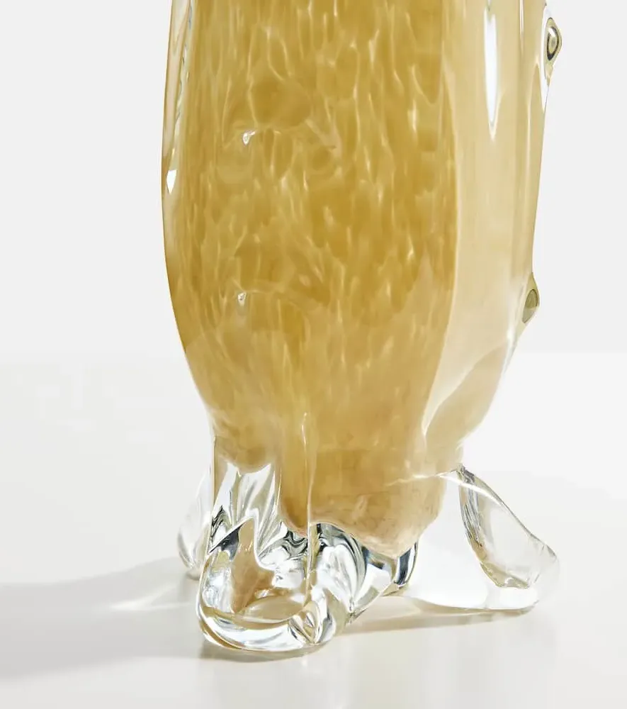 Vintage Drape Glass Vase - Butter Yellow