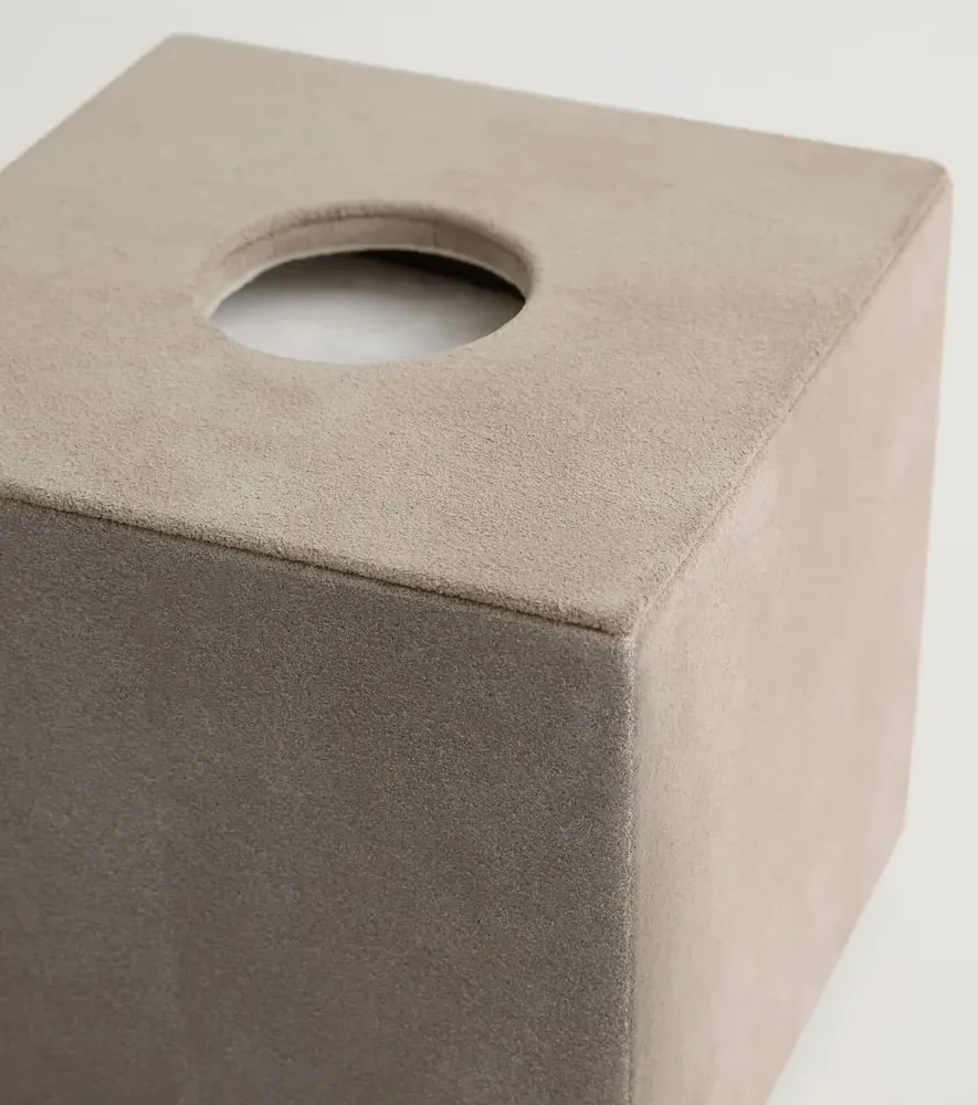 Niez Cube Tissue Box - Beige, Suede