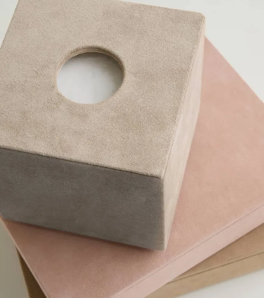 Niez Cube Tissue Box - Beige, Suede