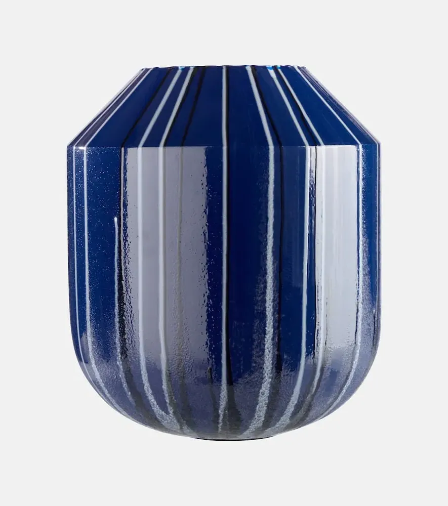 Vasque XL Striped Vase - Blue, Resin
