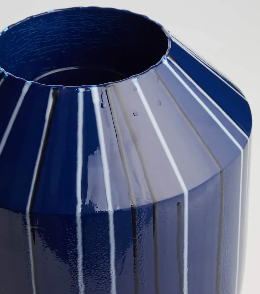 Vasque XL Striped Vase - Blue, Resin