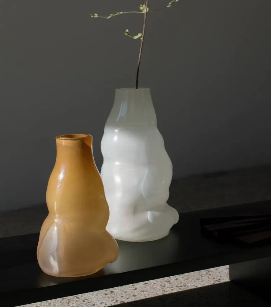 Flow Medium Glass Vase - Beige