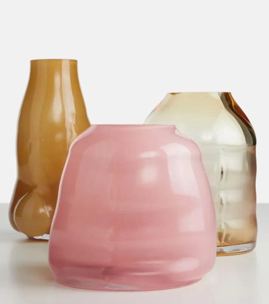 Flow Medium Glass Vase - Beige