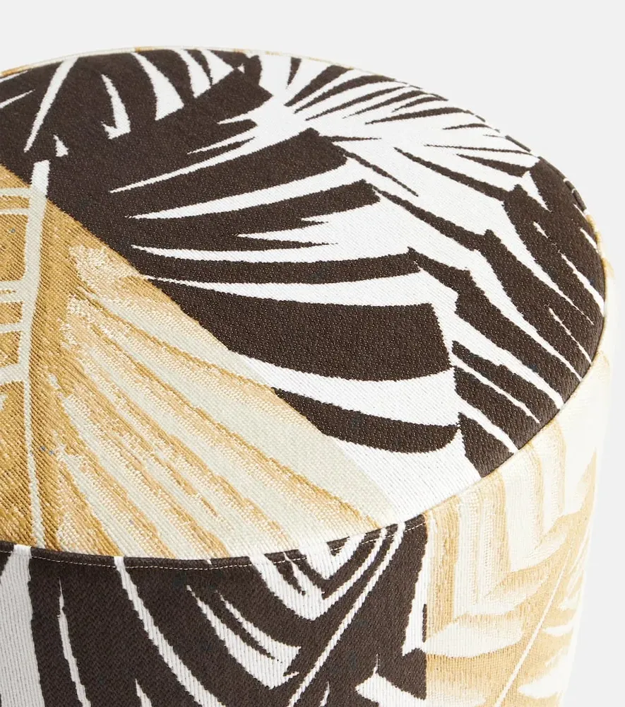 Bali Floral Pouf - Brown, Fabric