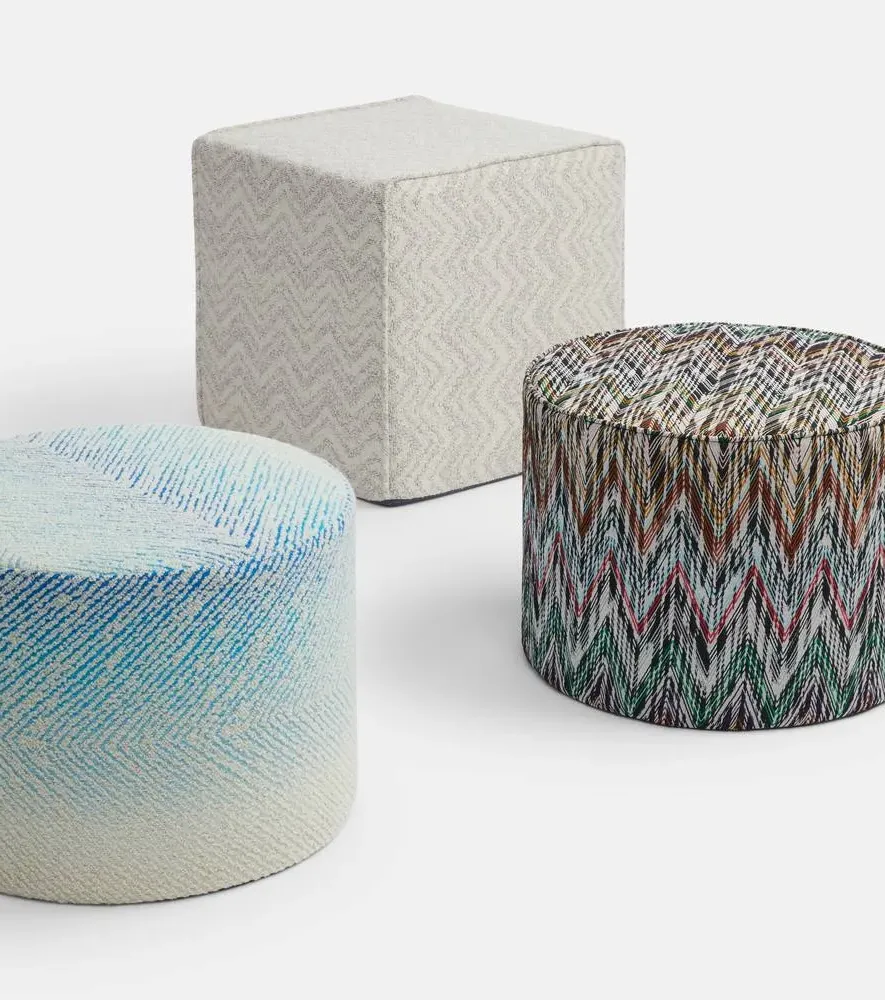 Columbia Zigzag Jacquard Pouf - Natural