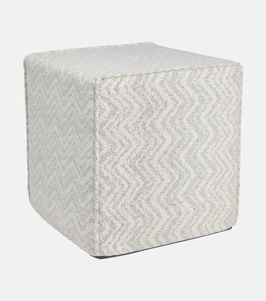 Columbia Zigzag Jacquard Pouf - Natural