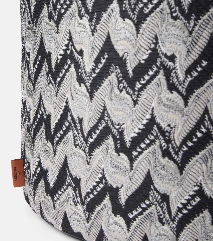 Fluidity Zigzag Pouf - Black, Fabric