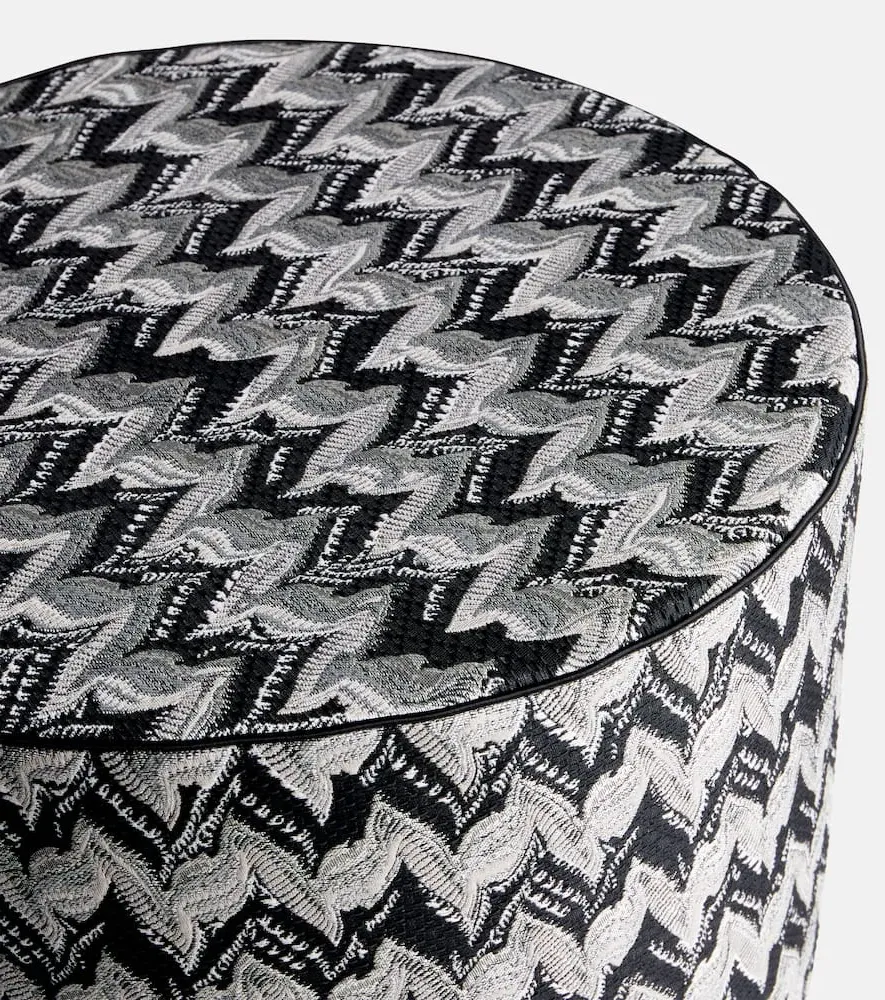 Fluidity Zigzag Pouf - Black, Fabric