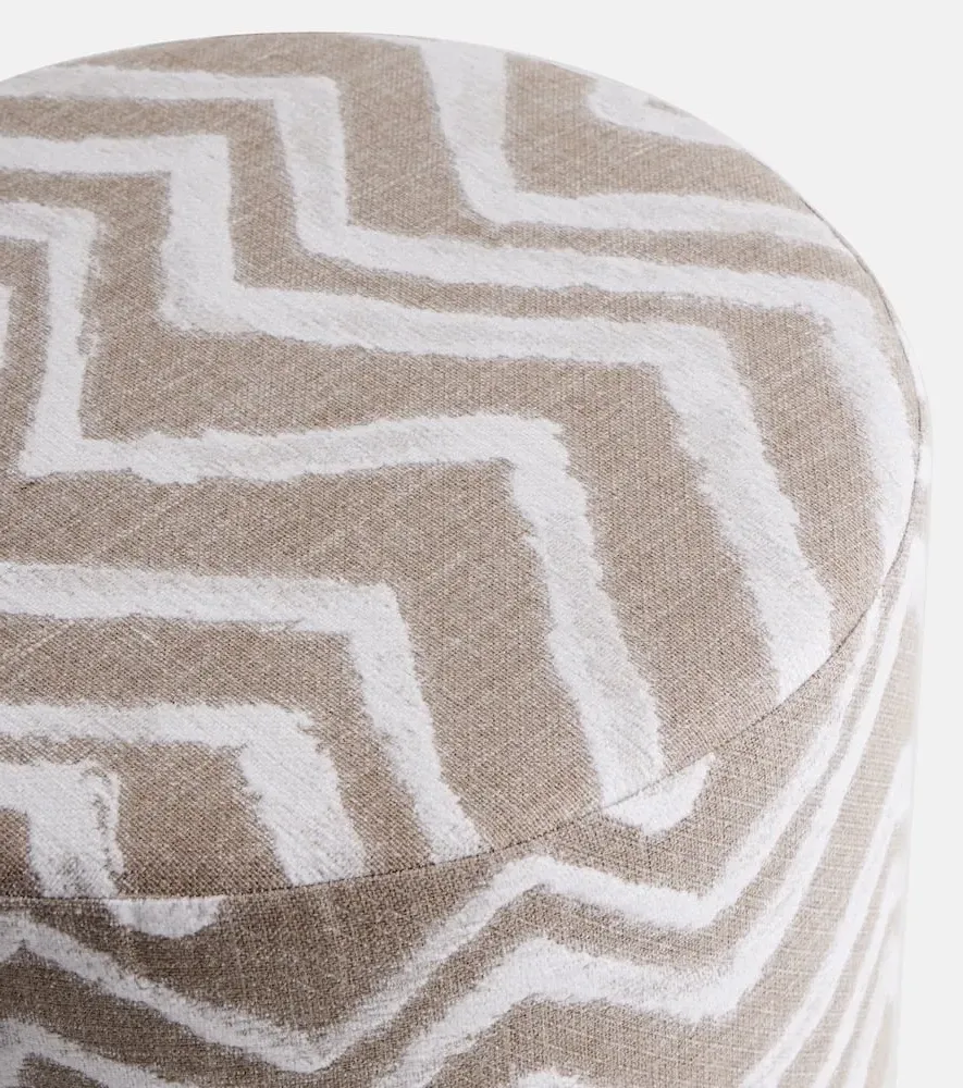 Graffiti Zigzag Pouf - Natural, Cotton Blend