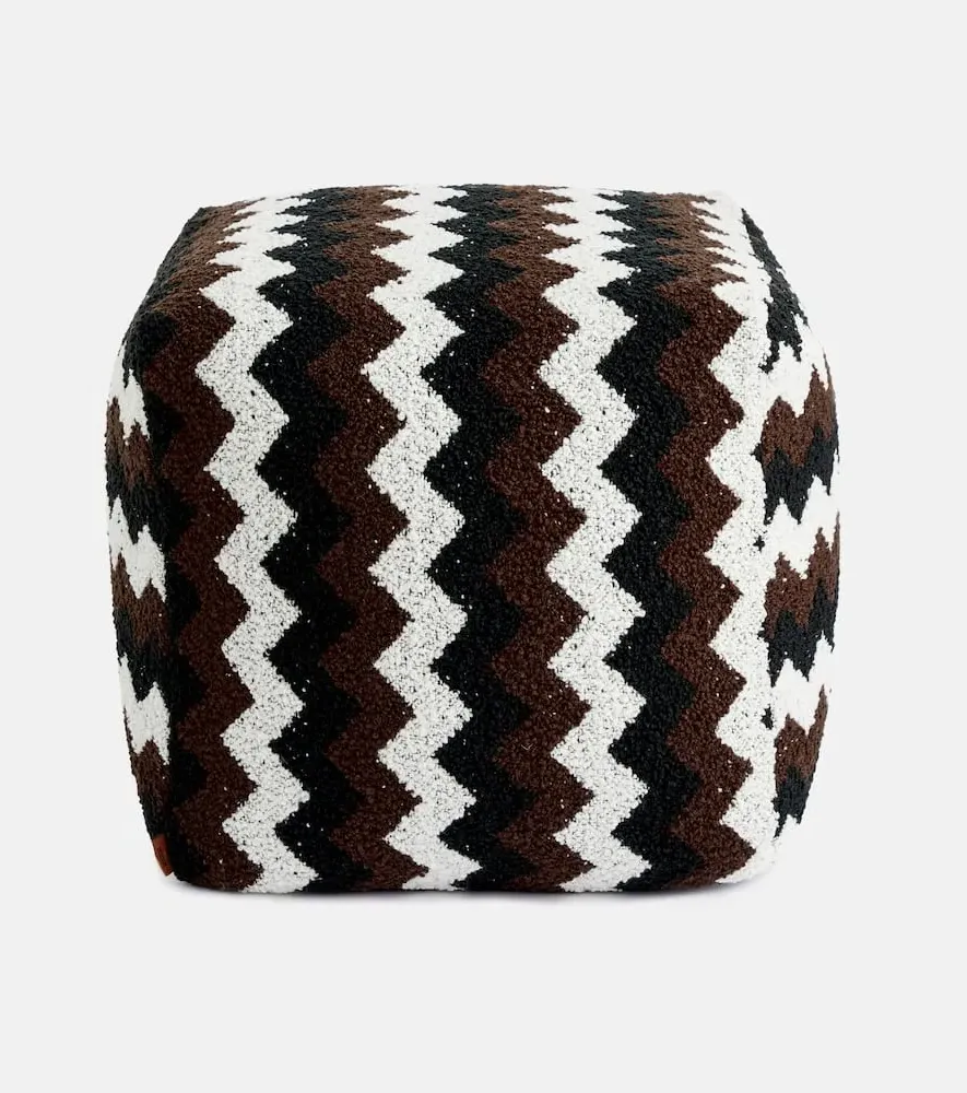 Riccio Zigzag Ottoman - Multicolor, Bouclé