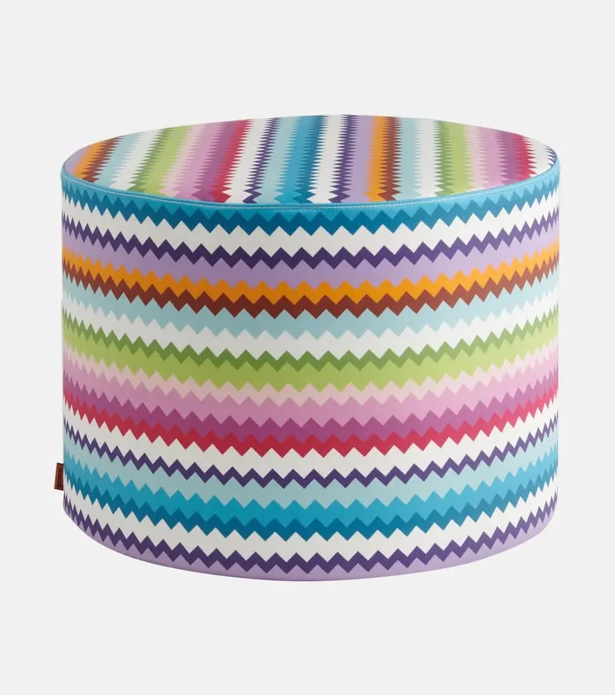 Riverbero Zigzag Pouf - Rosa Multicolor, Cotton Canvas