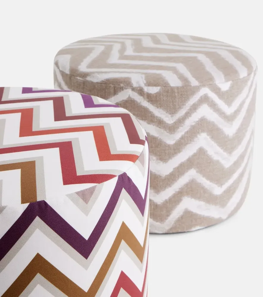 Watamu Zigzag Pouf - Multicolor, Acrylic