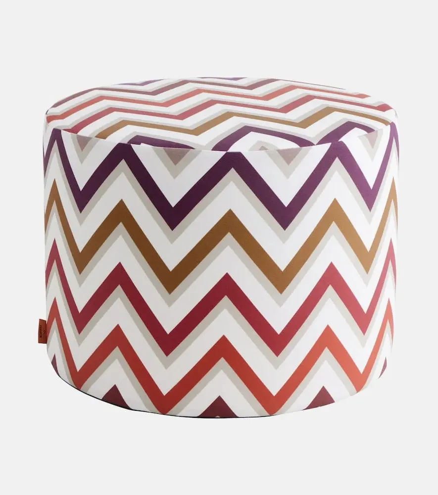 Watamu Zigzag Pouf - Multicolor, Acrylic