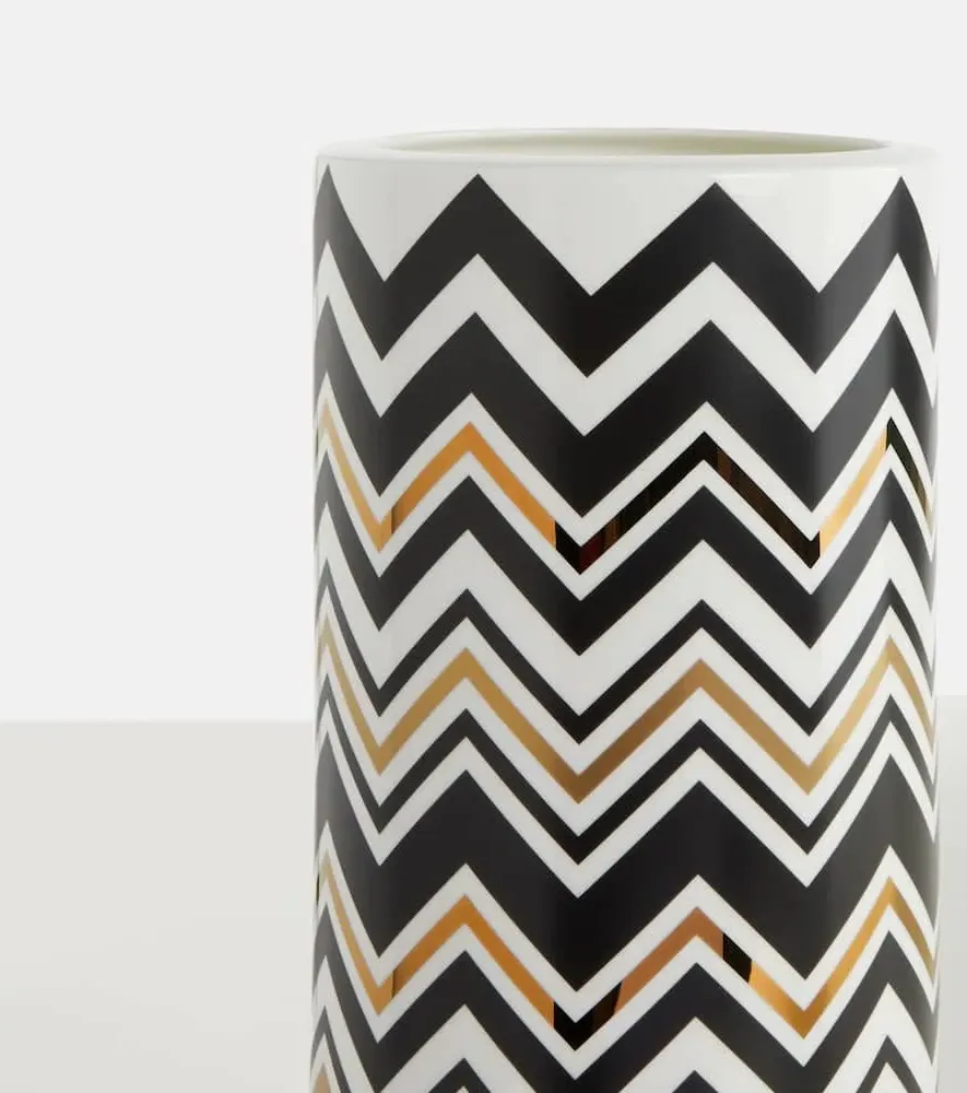 Zig Zag Tall Vase - Multicolored, Porcelain