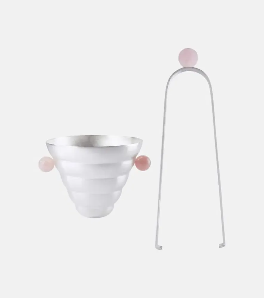 Ice Bucket and Tongs Set - Silver