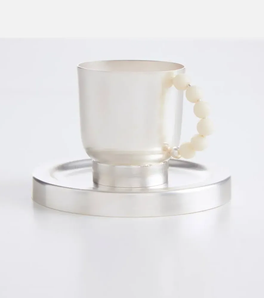 Perlina Teacup and Saucer Set - Silver, Brass