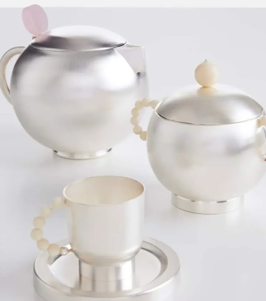 Perlina Teacup and Saucer Set - Silver, Brass image