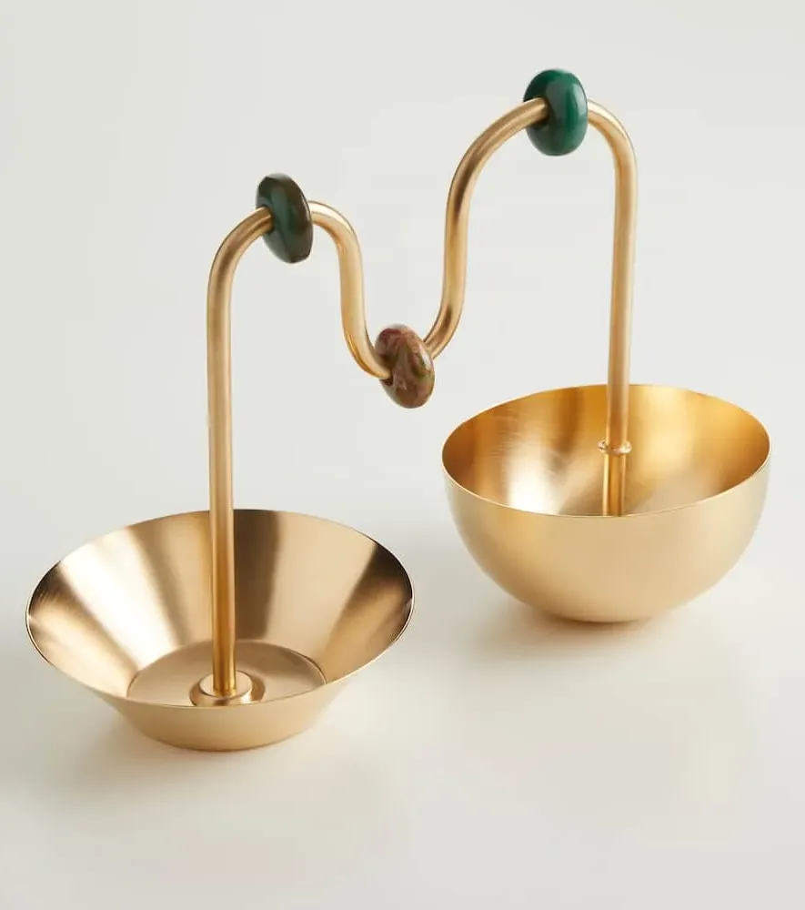 Set of 2 Embellished Bowls - Gold, Brass