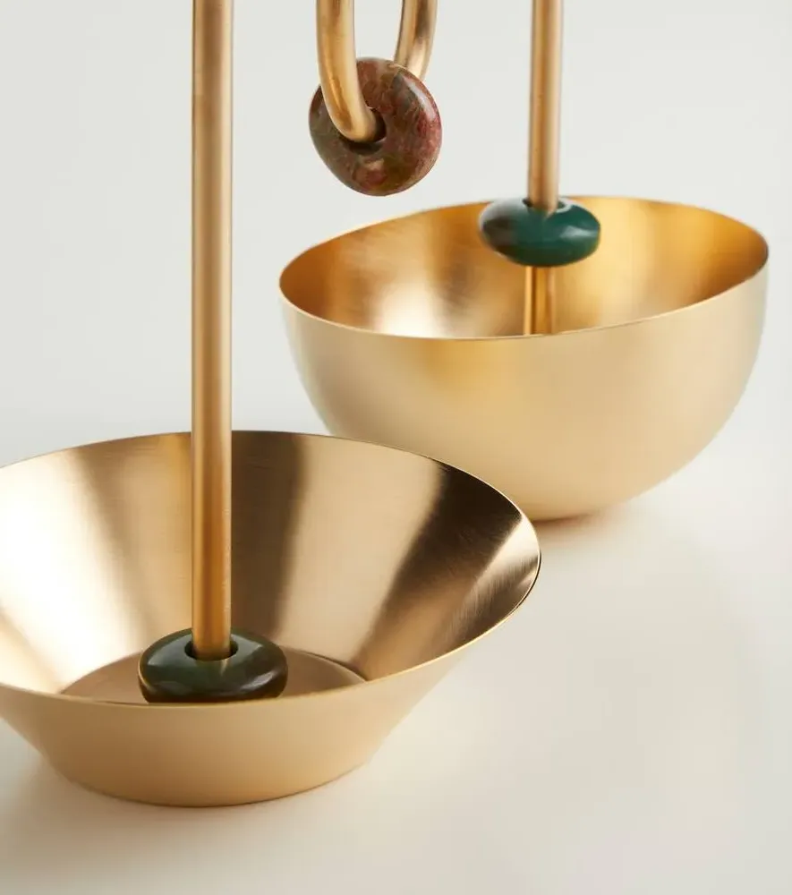 Set of 2 Embellished Bowls - Gold, Brass