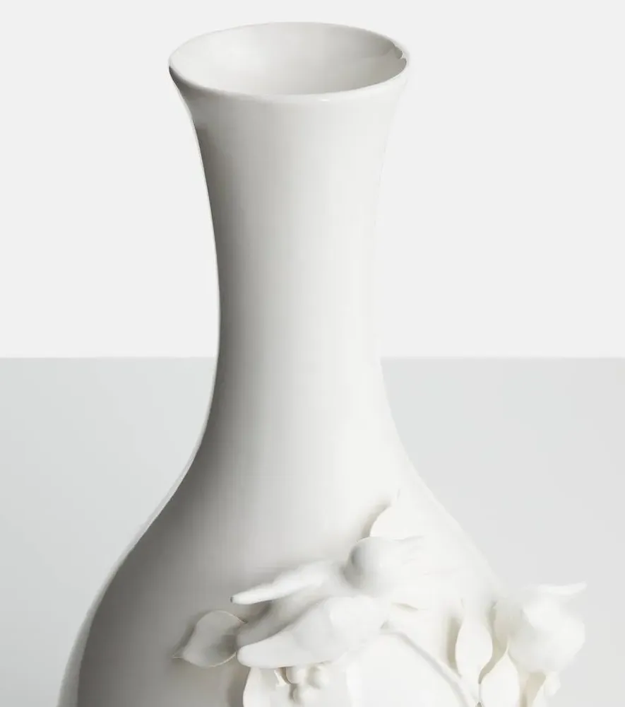 3D Birds Ceramic Vase - White