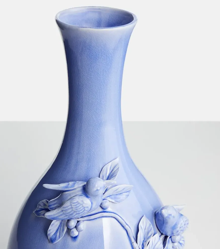 3D Birds Porcelain Vase - Blue image