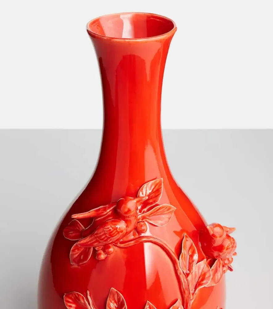 3D Birds Porcelain Vase - Orange