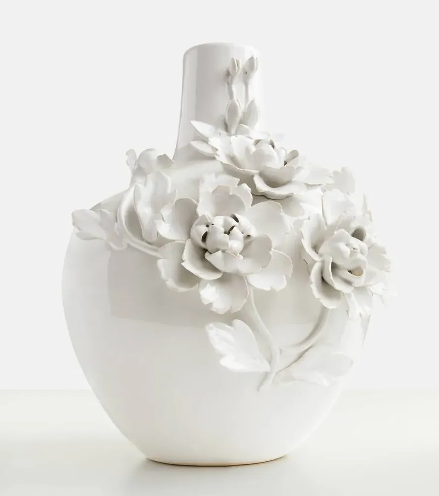 3D Rose Vase - White, Porcelain
