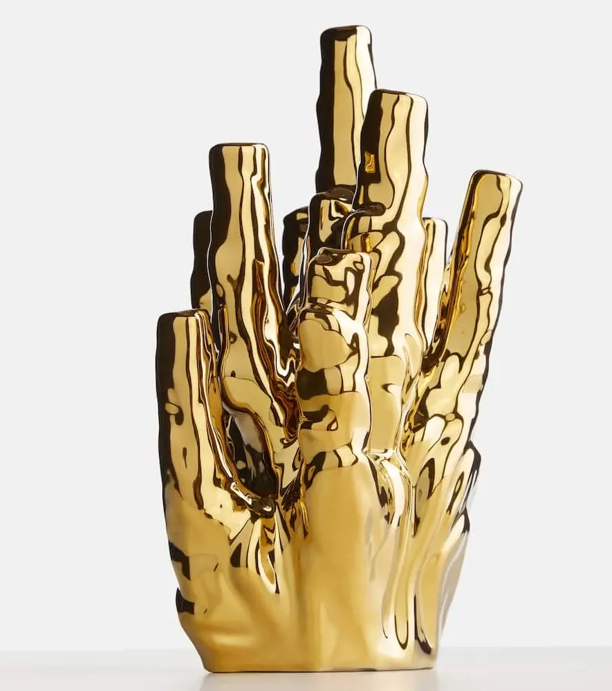 Coral Porcelain Vase by Norman Trapman - Gold