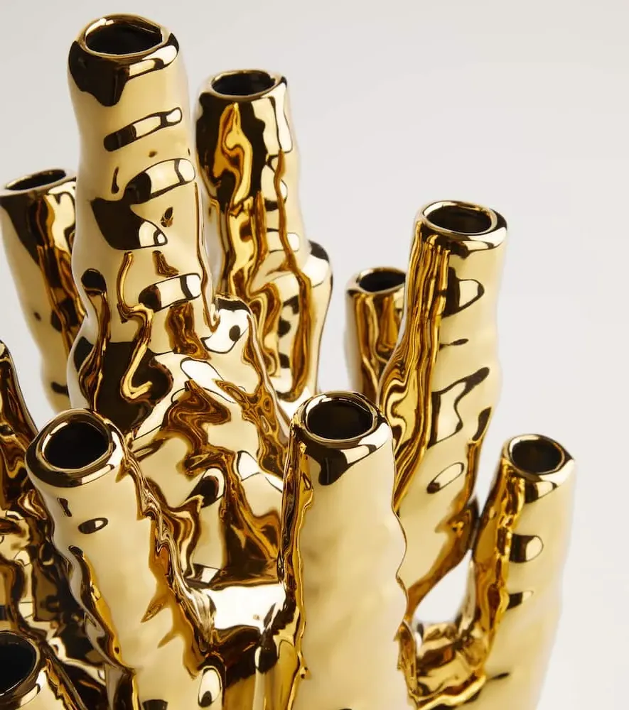 Coral Porcelain Vase by Norman Trapman - Gold