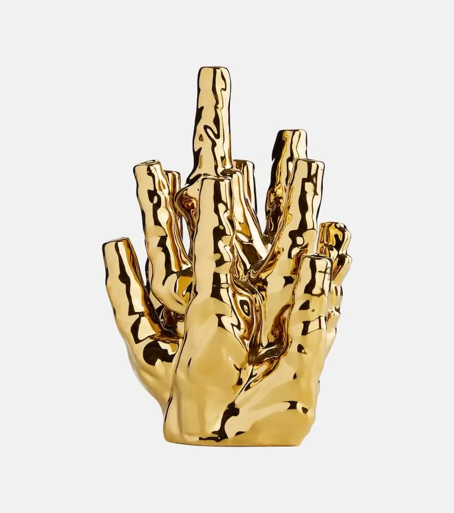 Coral Porcelain Vase by Norman Trapman - Gold