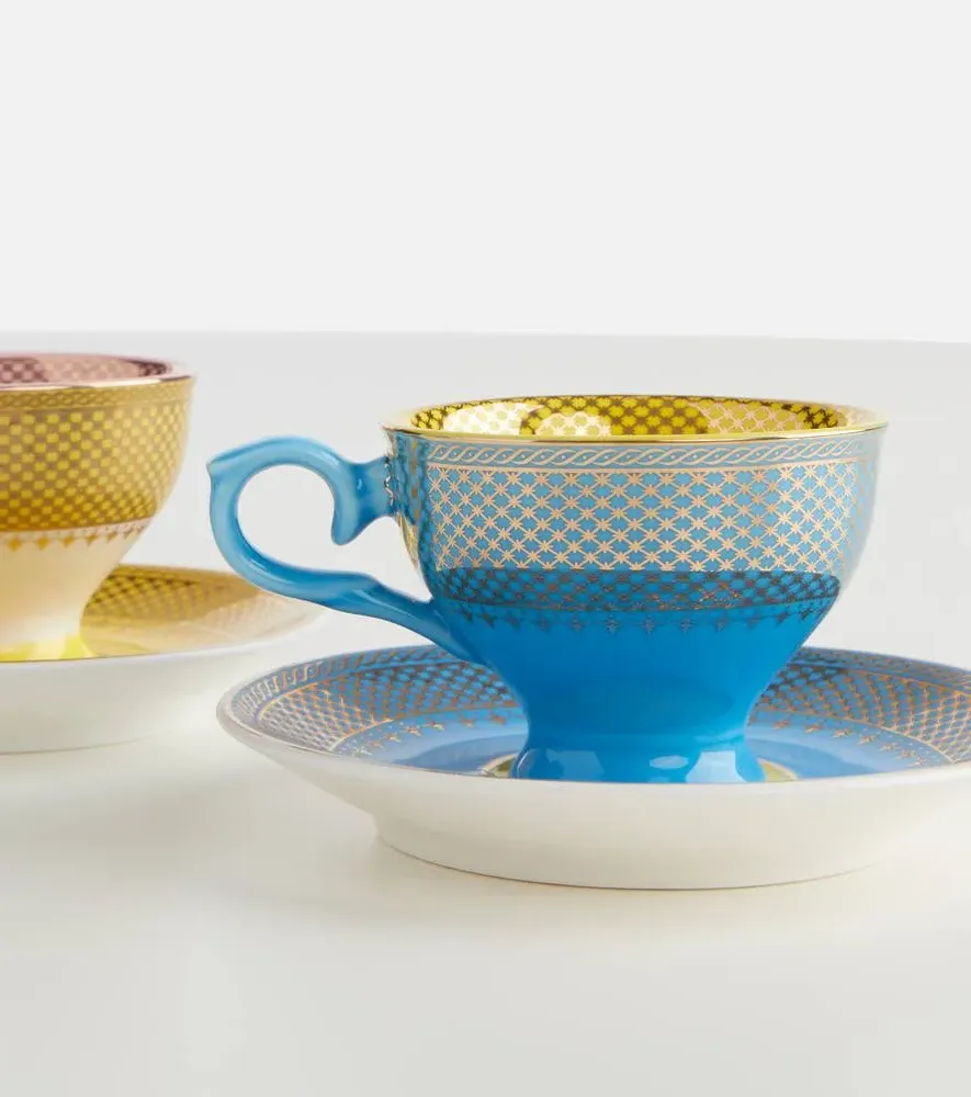 Grandma Set of 4 Espresso Cups and Saucers - Multicolor