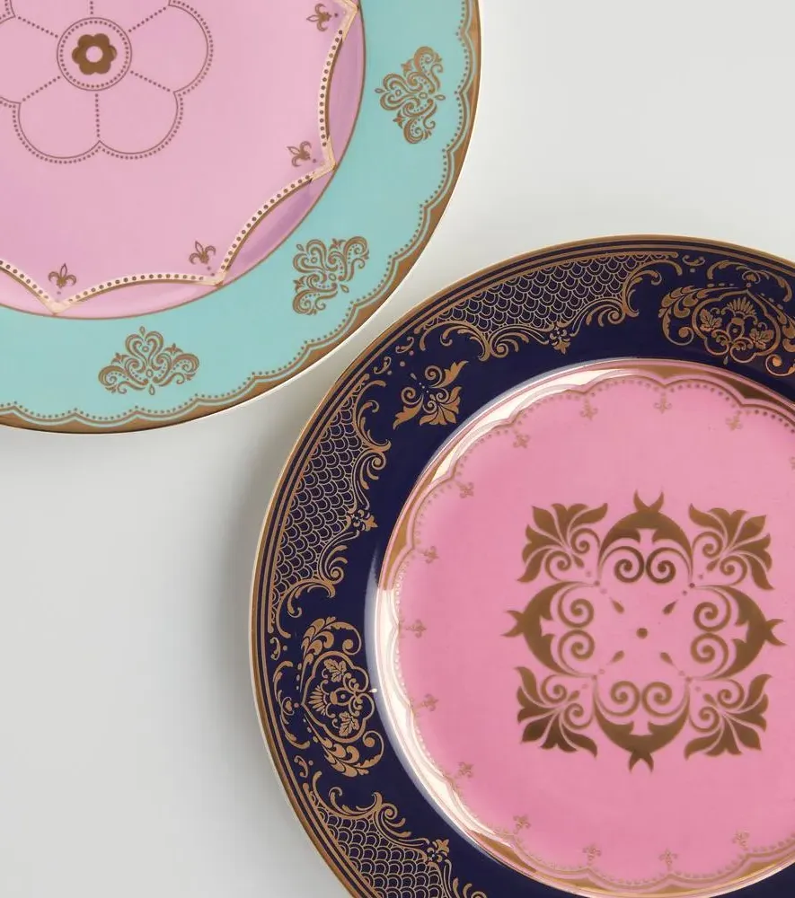 Grandpa Set of 4 Side Plates - Multicolor, Porcelain