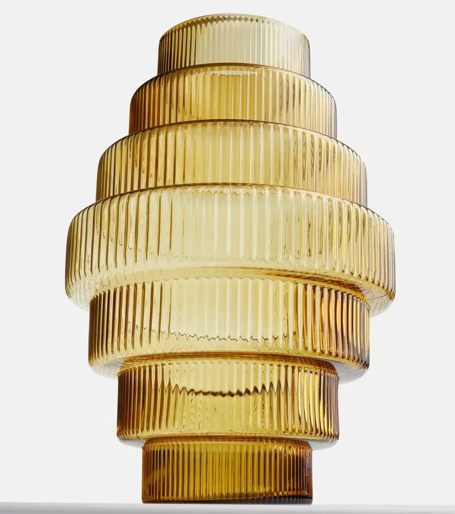 Steps Large Glass Vase - Amber