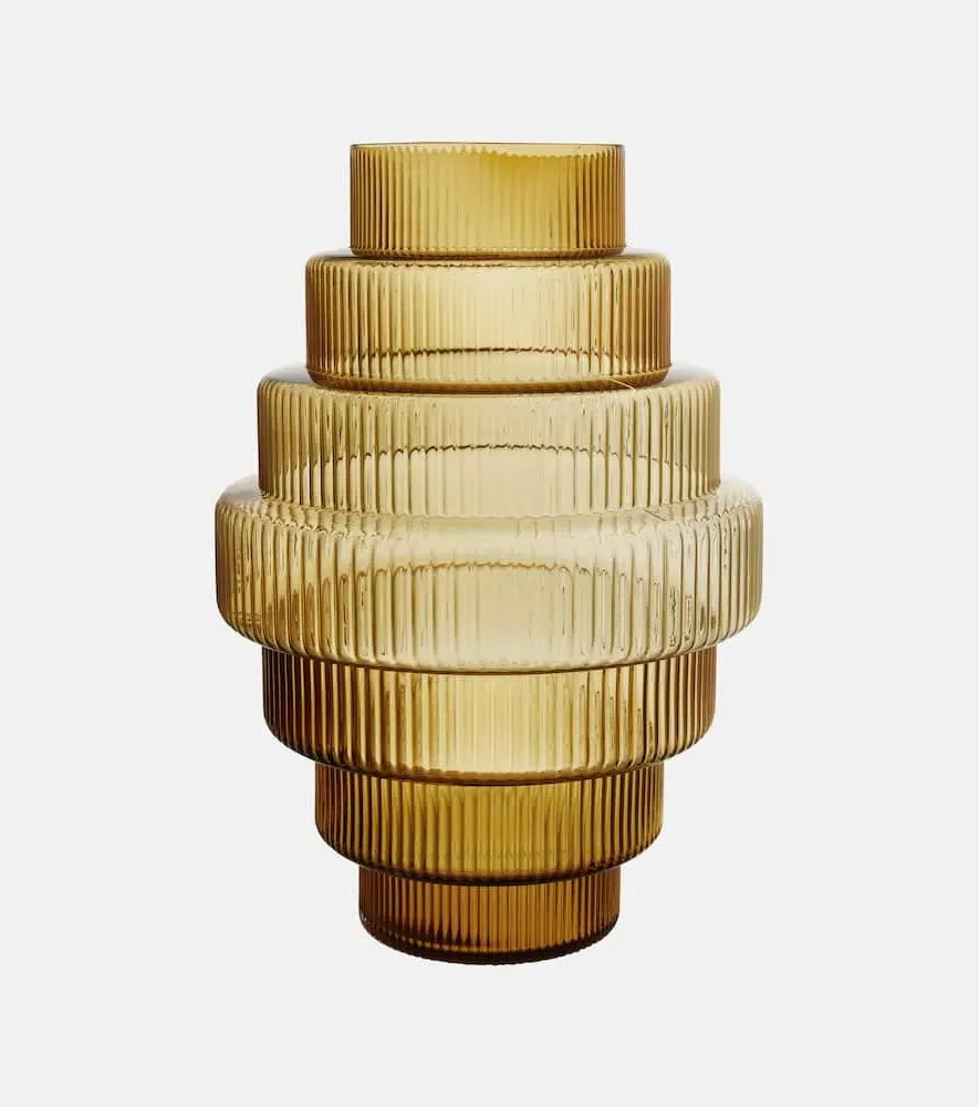 Steps Large Glass Vase - Amber